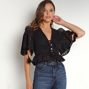 Cleobella eyelet black Mira blouse - medium worn once